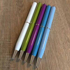 Coach Mini Ballpoint Wallet Pens w/Chrome Trim Set of 5 Pens Pick One Color NEW